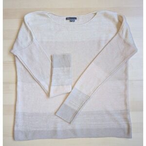 Vince Cashmere Gray Pink Ombre Striped Slouchy Sweater